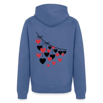 Coeur Guirlande Plusieurs Coeurs - Veste à capuche bio Premium Unisexe - bleu pigeon - Dos - Nico (187cm)