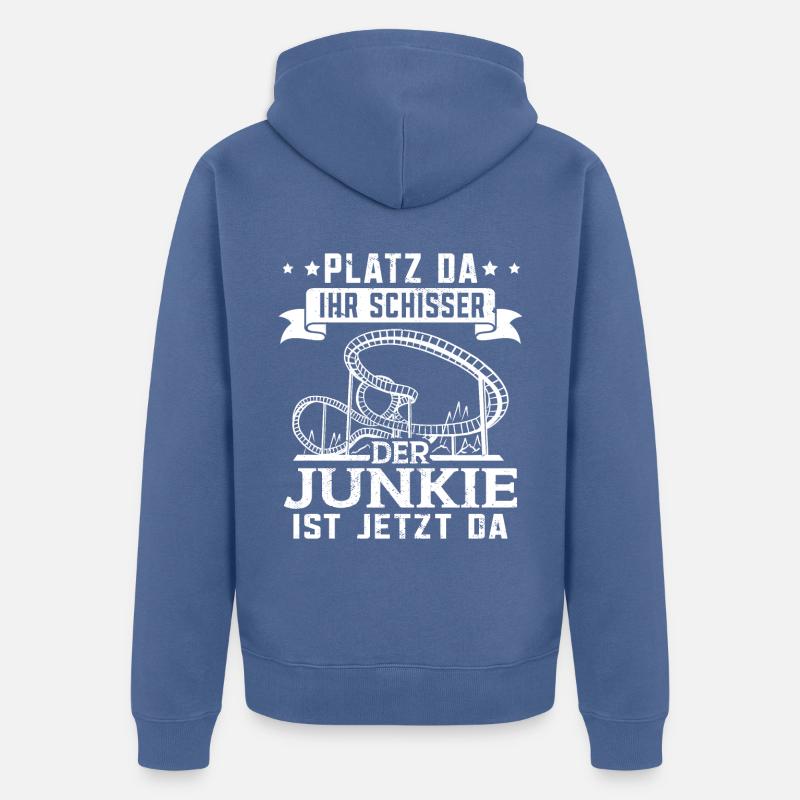 Achterbahn Freizeitpark Rollercoaster - Unisex Premium Bio Zip Hoodie - Taubenblau