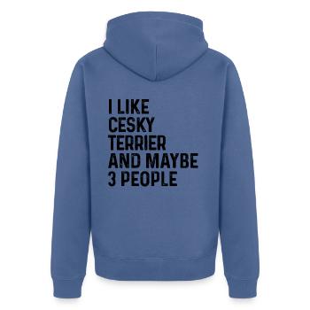 Ich mag Cesky Terrier und vielleicht 3 Personen Hundeliebhaber - Unisex Premium Bio Zip Hoodie - Taubenblau - Hinten - Nico (187cm)