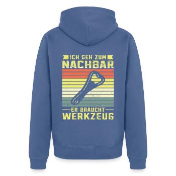 Nachbar Bieröffner - Unisex Premium Bio Zip Hoodie - Taubenblau - Hinten - Nico (187cm)