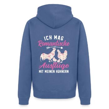 Hühner Sprüche Hühnerliebe Huhn Liebe - Unisex Premium Bio Zip Hoodie - Taubenblau - Hinten - Nico (187cm)
