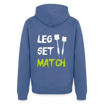Dart Dart king funny darts saying - Unisex Premium Organic Zip Hoodie - stone blue - Back - Nico (187cm)