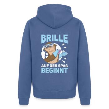 Chemielaborant Chemiker Chemielabor - Unisex Premium Bio Zip Hoodie - Taubenblau - Hinten - Nico (187cm)