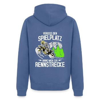 Kinder Cross motorrad Motocross Kindercross - Unisex Premium Bio Zip Hoodie - Taubenblau - Hinten - Nico (187cm)
