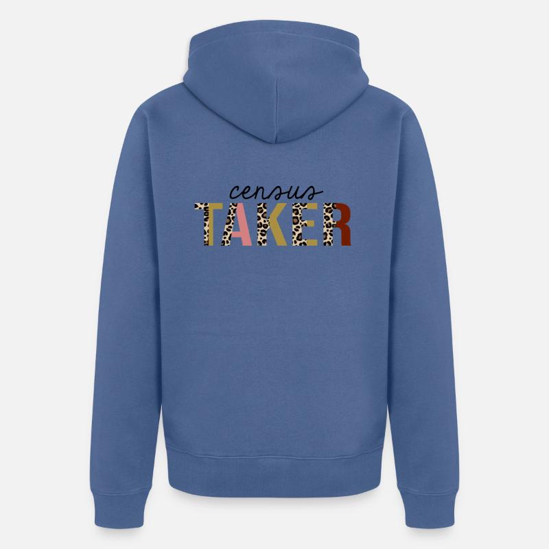 Census Taker Leopard Print Funny - Unisex Premium Organic Zip Hoodie - stone blue