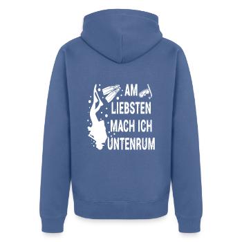 Taucher Scuba Diver Tauchen - Unisex Premium Bio Zip Hoodie - Taubenblau - Hinten - Nico (187cm)