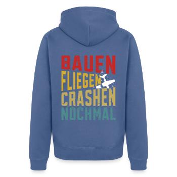 Modellfliegen RC Flugzeug Modellflug - Unisex Premium Bio Zip Hoodie - Taubenblau - Hinten - Nico (187cm)