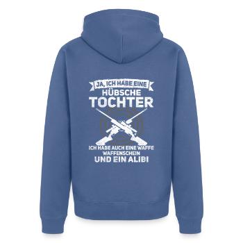 Sportschießen Schießsport Sportschütze - Unisex Premium Bio Zip Hoodie - Taubenblau - Hinten - Nico (187cm)