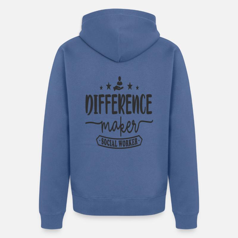 Travailleur social difference Maker - Veste à capuche bio Premium Unisexe - bleu pigeon