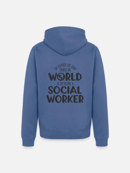 Sie glaubte Sozialarbeiterin - Unisex Premium Bio Zip Hoodie - Taubenblau