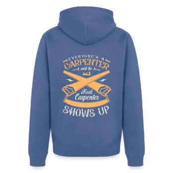 Everyone Is A Carpenter's Profession - Unisex Premium Organic Zip Hoodie - stone blue - Back - Nico (187cm)