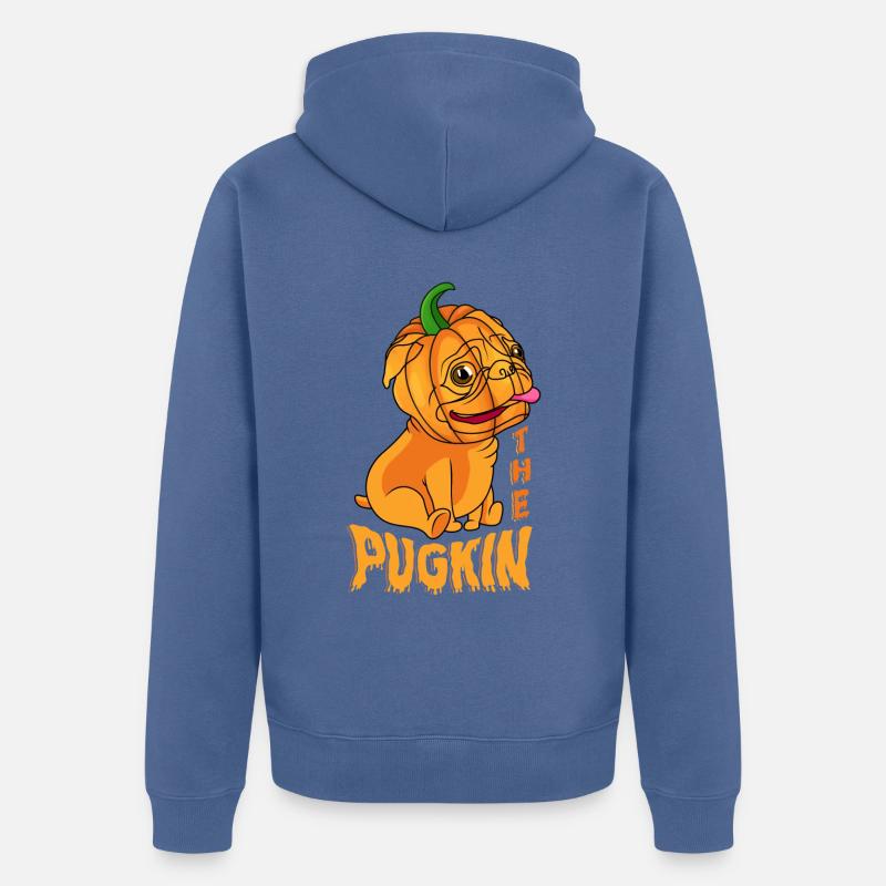 Der Pugkin-süßes Oder - Unisex Premium Bio Zip Hoodie - Taubenblau