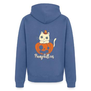 Pompe Chaton Citrouille Doux Ou Aigre Chat - Veste à capuche bio Premium Unisexe - bleu pigeon - Dos - Nico (187cm)