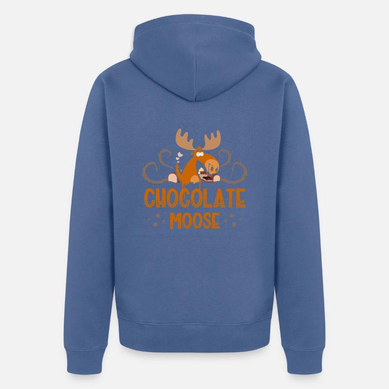 Schokoladen-elch-tier-tier Alces Choco Deer - Unisex Premium Bio Zip Hoodie - Taubenblau