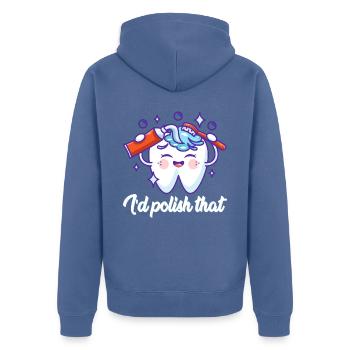 Ich Würde das Polieren für Zahntechniker bei der - Unisex Premium Bio Zip Hoodie - Taubenblau - Hinten - Nico (187cm)