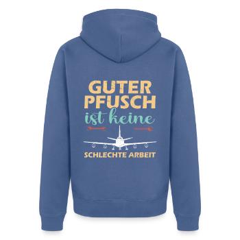 Luftfahrt Techniker - Unisex Premium Bio Zip Hoodie - Taubenblau - Hinten - Nico (187cm)