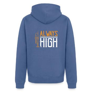 Immer Hohes Trompetenmusiker-musikinstrument - Unisex Premium Bio Zip Hoodie - Taubenblau - Hinten - Nico (187cm)