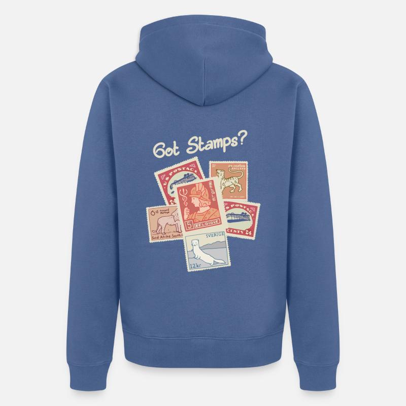 timbres reçus, qui: - Veste à capuche bio Premium Unisexe - bleu pigeon