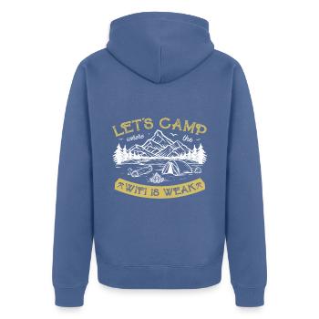 Let's camp where wifi is weak - Unisex Premium Organic Zip Hoodie - stone blue - Back - Nico (187cm)
