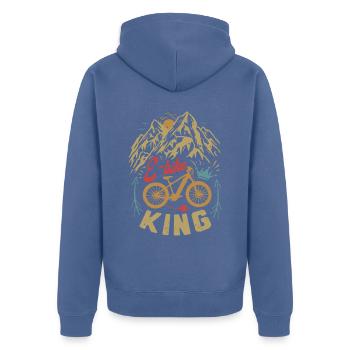 E-bike King Elektrofahrrad Fahrrad Radfahren - Unisex Premium Bio Zip Hoodie - Taubenblau - Hinten - Nico (187cm)