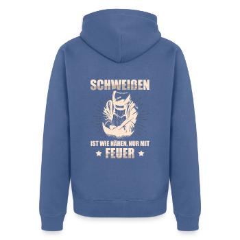 Schweißen Schweißgerät Metallbauer Wig Schweißer - Unisex Premium Bio Zip Hoodie - Taubenblau - Hinten - Nico (187cm)