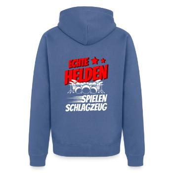 Schlagzeuger Drummer Musiker Schlagzeug für - Unisex Premium Bio Zip Hoodie - Taubenblau - Hinten - Nico (187cm)