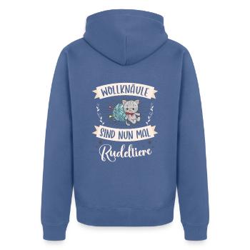 Wolle Häkeln Hobby Nähen Strickerin Stricken für - Unisex Premium Bio Zip Hoodie - Taubenblau - Hinten - Nico (187cm)