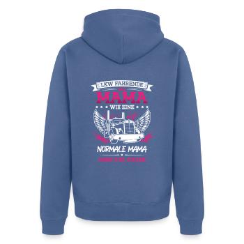 Truckerin Frauen Truck Fernfahrer LKW Fahrer für - Unisex Premium Bio Zip Hoodie - Taubenblau - Hinten - Nico (187cm)