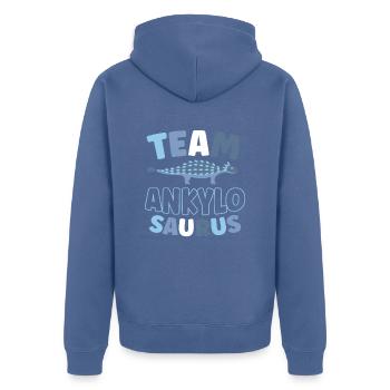 Team Ankylosaurus Dinosaurs Future - Unisex Premium Organic Zip Hoodie - stone blue - Back - Nico (187cm)