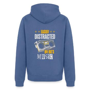 Slightly distracted by the music of the 80s eighties - Unisex Premium Organic Zip Hoodie - stone blue - Back - Nico (187cm)