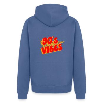 90s Vibe Nineties Decade 1990 Vintage 90s Party - Unisex Premium Organic Zip Hoodie - stone blue - Back - Nico (187cm)