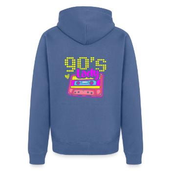 90s Lady Nineties Decade 1990 Vintage 90s Party - Unisex Premium Organic Zip Hoodie - stone blue - Back - Nico (187cm)