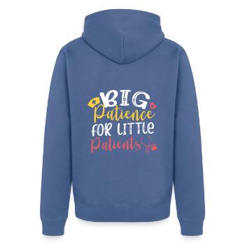 Große Geduld Für Kleine Patienten Kinderarzt - Unisex Premium Bio Zip Hoodie - Taubenblau - Hinten - Nico (187cm)