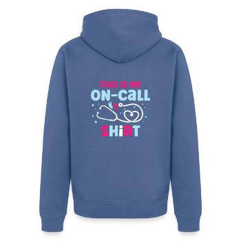 Geburtshelfer Gynäkologe - Unisex Premium Bio Zip Hoodie - Taubenblau - Hinten - Nico (187cm)