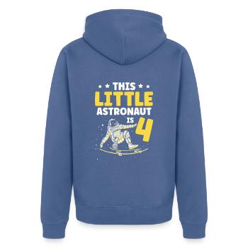 Ce petit astronaute est heureux sur 4 planètes - Veste à capuche bio Premium Unisexe - bleu pigeon - Dos - Nico (187cm)