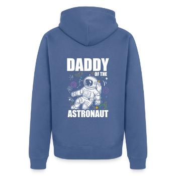 Papa of the Astronaut Lover Spaceship Galaxy - Unisex Premium Organic Zip Hoodie - stone blue - Back - Nico (187cm)