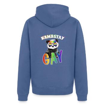 Self-Accepting Namaste Gay Meditator Colorful - Unisex Premium Bio Zip Hoodie - Taubenblau - Hinten - Nico (187cm)