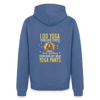 I Do Yoga To Relieve Stress Lifestyle Colorful - Unisex Premium Bio Zip Hoodie - Taubenblau - Hinten - Nico (187cm)