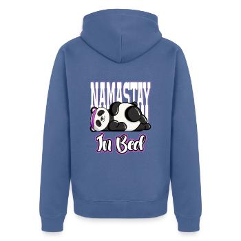 Tired Namaste in Bed Panda Lazy Artwork - Unisex Premium Bio Zip Hoodie - Taubenblau - Hinten - Nico (187cm)