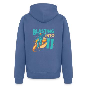 Vaisseau spatial amoureux des astronautes Tout le meilleur au - Veste à capuche bio Premium Unisexe - bleu pigeon - Dos - Nico (187cm)