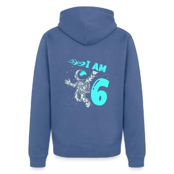 Astronauten-liebhaber-raumschiff Tout le meilleur pour le 6. - Veste à capuche bio Premium Unisexe - bleu pigeon - Dos - Nico (187cm)