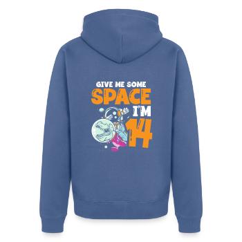 Give me some space, I'm 14 Astronaut Happy - Unisex Premium Organic Zip Hoodie - stone blue - Back - Nico (187cm)