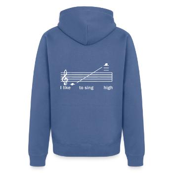Drôle de chanteur d’opéra - Veste à capuche bio Premium Unisexe - bleu pigeon - Dos - Nico (187cm)