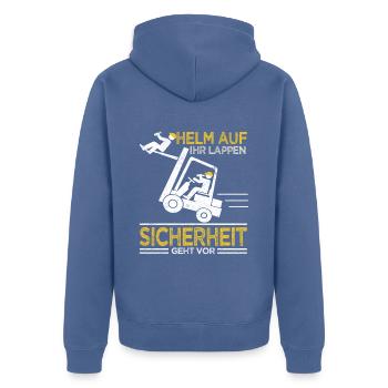 Staplerfahrer Lagerist Gabelstaplerfahrer - Unisex Premium Bio Zip Hoodie - Taubenblau - Hinten - Nico (187cm)