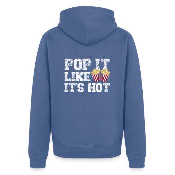 Pop It Like It's Hot Popcorn - Unisex Premium Organic Zip Hoodie - stone blue - Back - Nico (187cm)