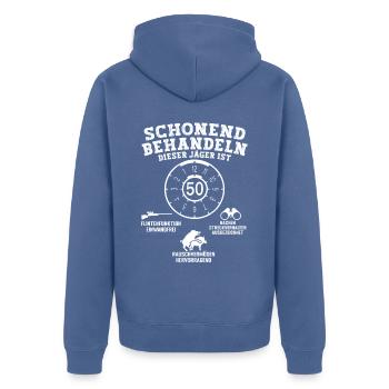 Lustiges 50 Jäger Geburstag Geschenk - Unisex Premium Bio Zip Hoodie - Taubenblau - Hinten - Nico (187cm)