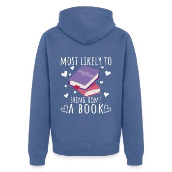 Lehrer Für Bibliothekar - Unisex Premium Bio Zip Hoodie - Taubenblau - Hinten - Nico (187cm)