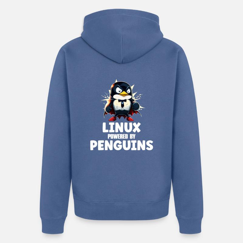 Linux Powered By Penguins - Unisex Premium Bio Zip Hoodie - Taubenblau