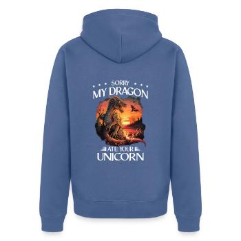 Fabelwesen Drachen Geschenk Männer Drache Für Eine - Unisex Premium Bio Zip Hoodie - Taubenblau - Hinten - Nico (187cm)