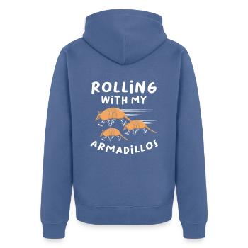Cute Armadillo Whisperer Wildlife - Unisex Premium Organic Zip Hoodie - stone blue - Back - Nico (187cm)